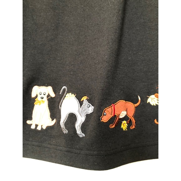 Bechamel Black Embroidered Novelty Print Cats Dogs Skirt Medium Animal Print - Picture 16 of 16